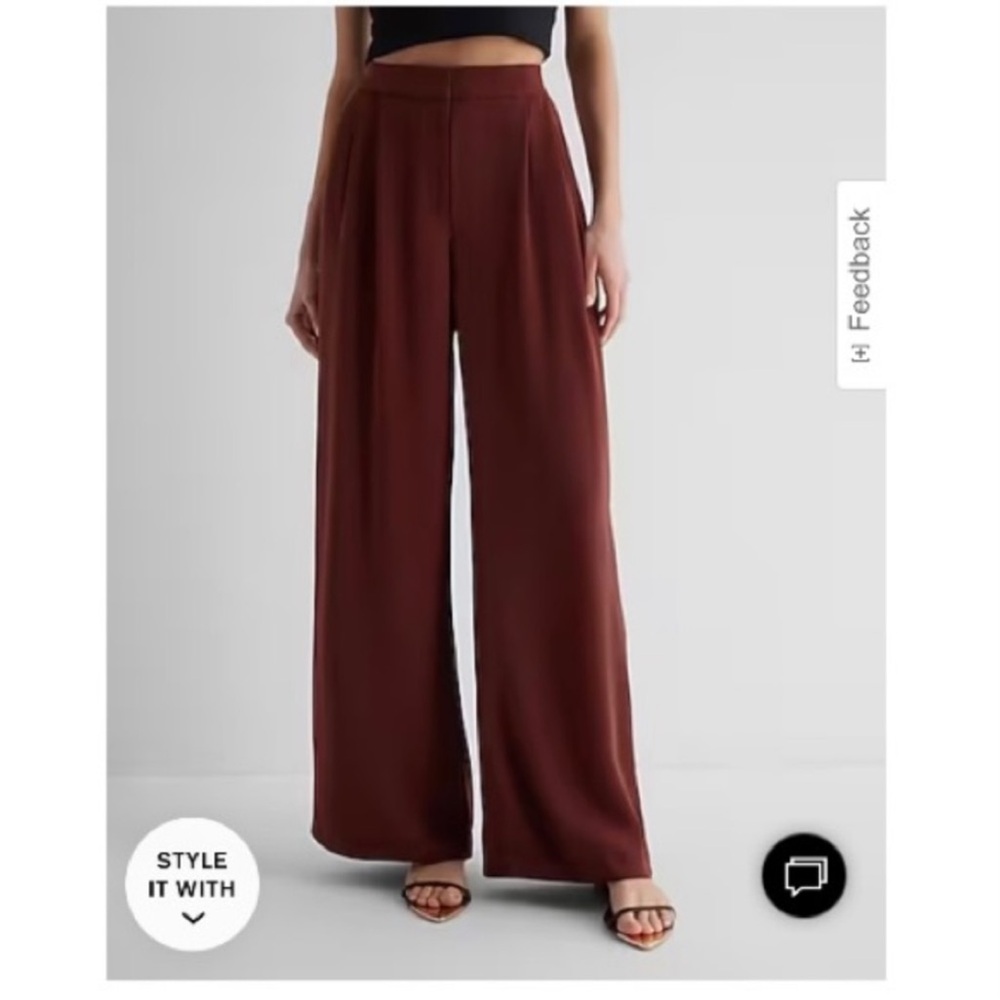 NWT Banana Republic Dark Purple Wide Leg Pleated Trouser Pants